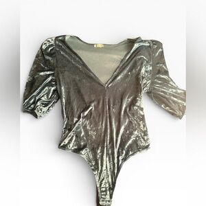 Free people Shiny turquoise Velvet Bodysuit